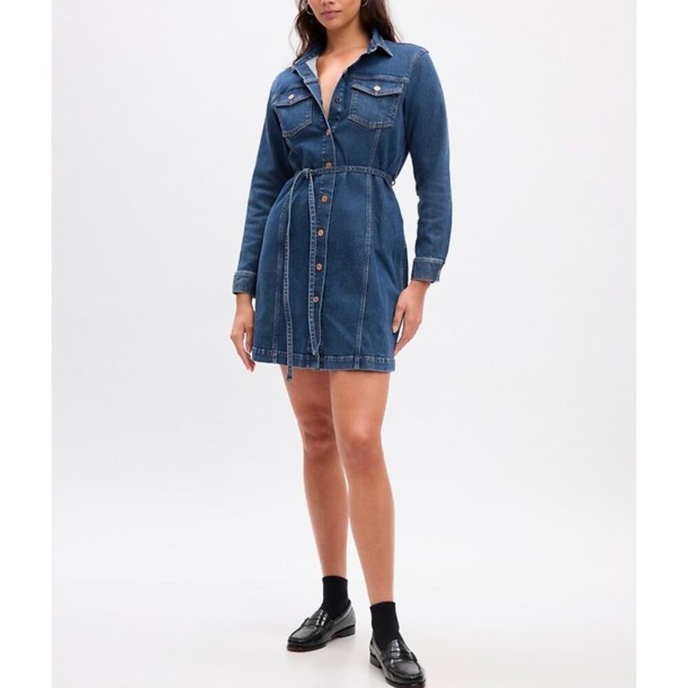 Gap Women - Belted Denim Mini Dress/4 / Indigo / NWOT